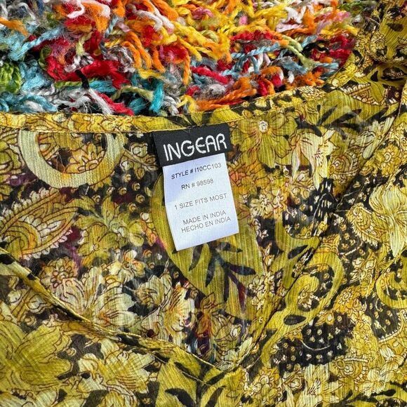 Ingear Resort Women Bikini Swimsuit Cover Up Top Sheer Yellow One Size Vacation - Picture 3 of 9